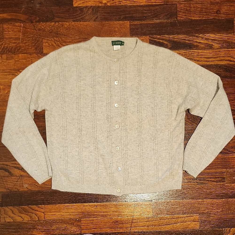 SOLD! SOLD! SOLD!J. Crew Women's 100% Cashmere Heathered Cream Button Up Cardiga